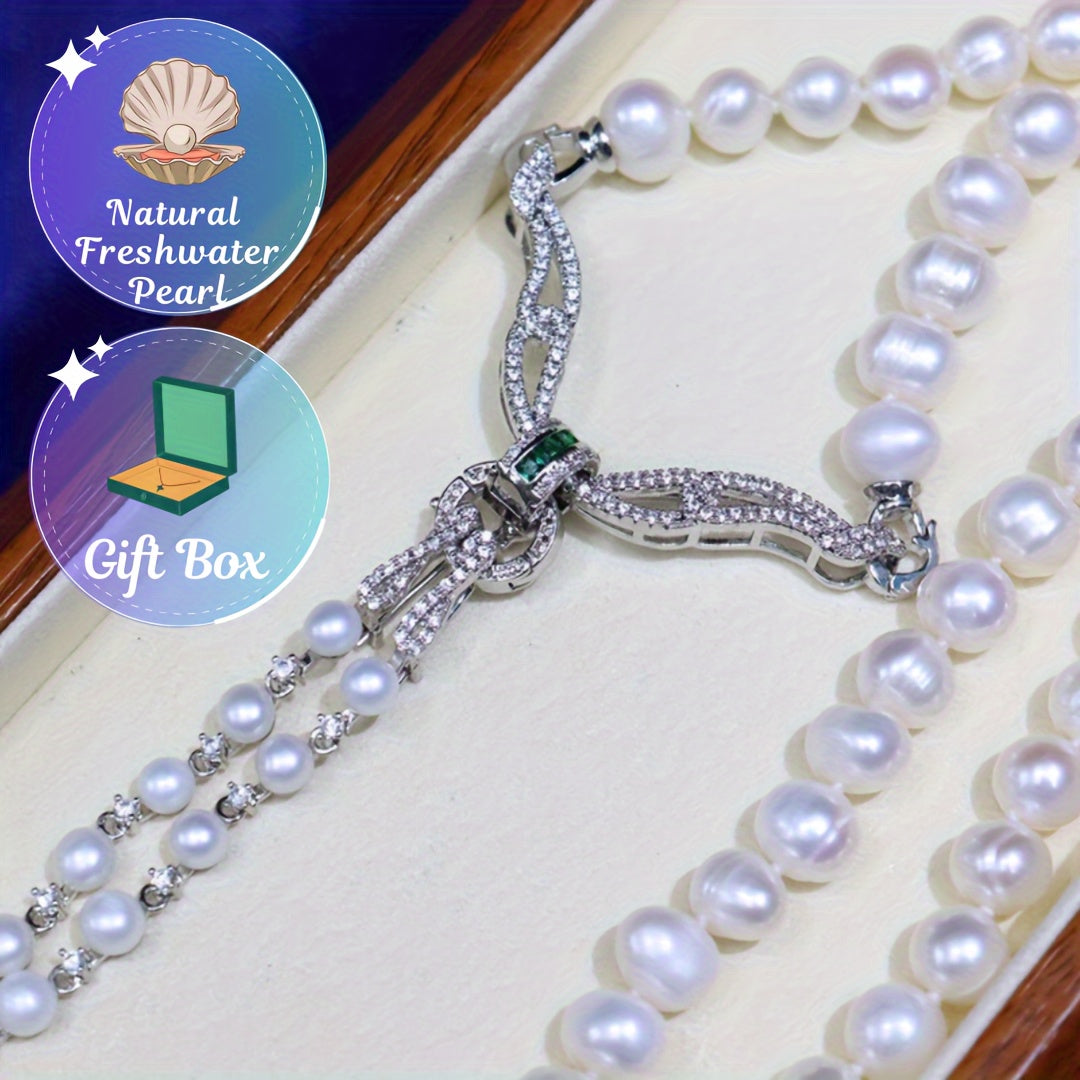Women's Freshwater Pearl Necklace 8-9mm Natural Round Skin Gloss Formal Jewelry