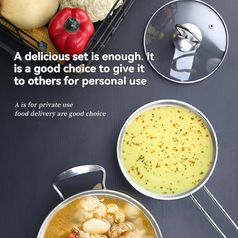 Stainless Steel Cookware Set 12 Pieces with Steamer Frying Pan Soup Pot for All Stoves