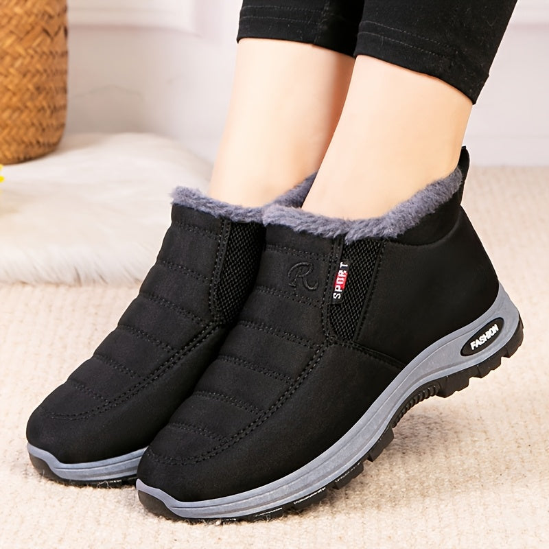 Women's Fleece-Lined Slip-On Boots for All Seasons Warmth