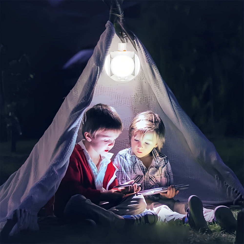 Portable Solar LED Camping Light with Hook Rechargeable USB Foldable Emergency Lantern