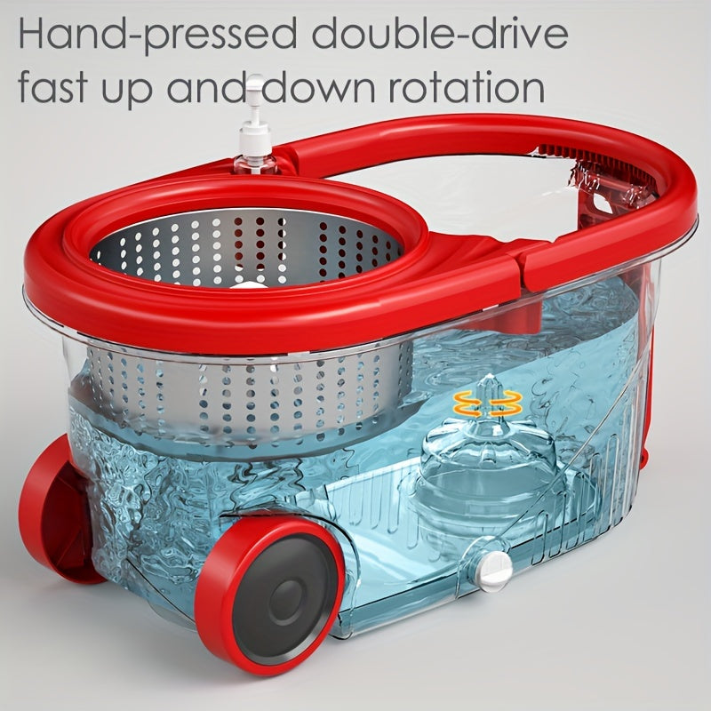 MOPPDUS Qo'l Bilan Boshqariladigan Ikki Maktabli Mop - Oshxona, Hammom, Yashash Xonasi va Tualet uchun Ko'p Funktsiyali Aylanadigan Mop. Elektr energiyasi talab qilinmaydi. Mustahkam Plastikdan tayyorlangan.