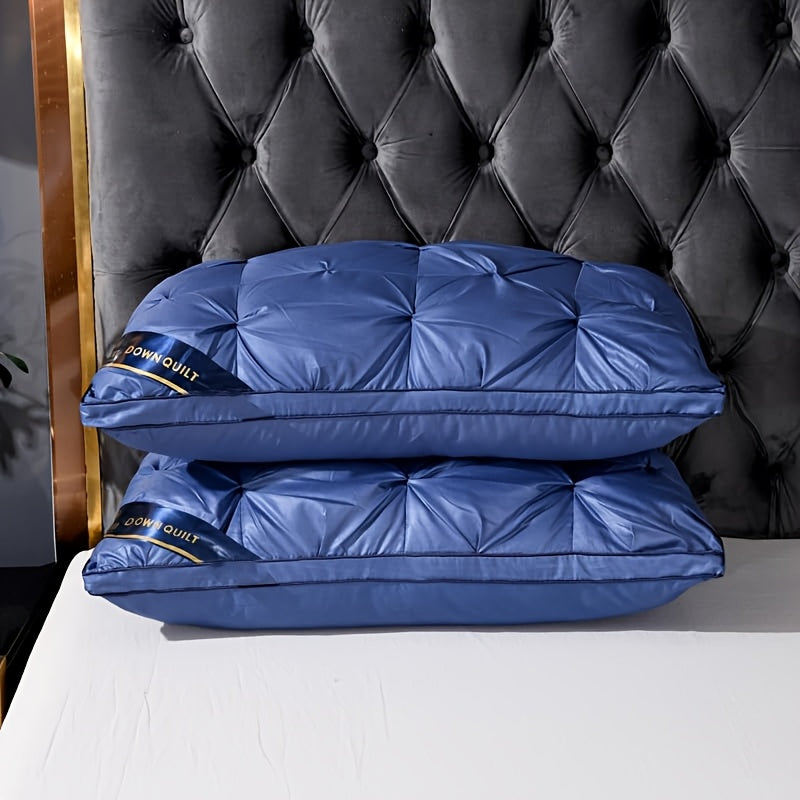 Роскошный набор подушек для поддержки шеи гостиничного качества из 2 штук - гипоаллергенные, легкие в уходе, с мягким наполнителем из полиэфирного волокна для спокойного и комфортного сна