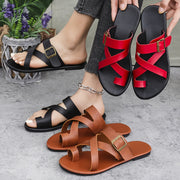 Women's Breathable Flat Toe Home Slippers Adjustable Backless Non-Slip