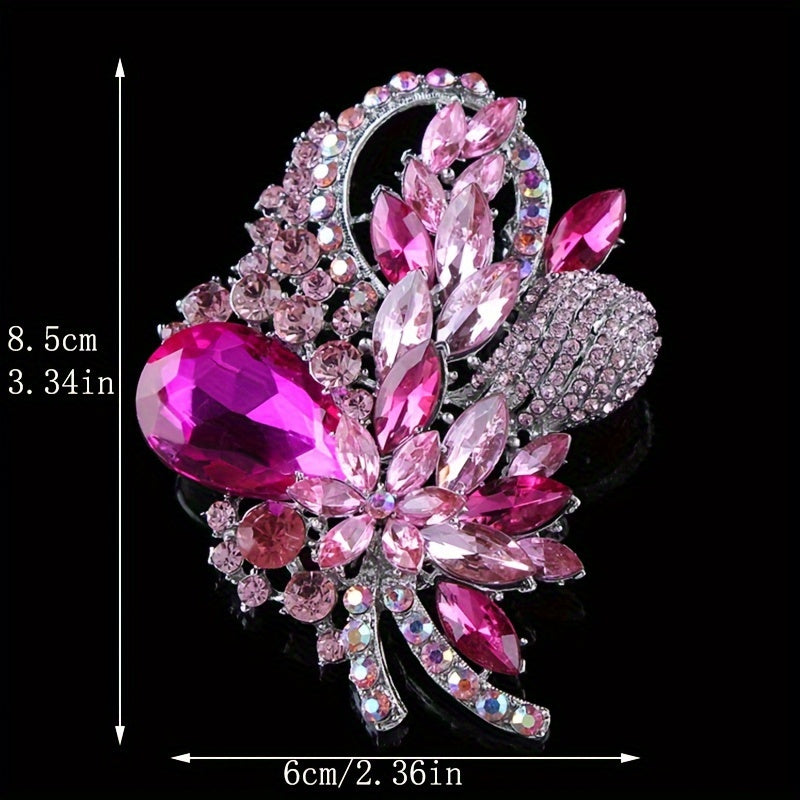High-End Rhinestone Flower Lapel Pin for Women's Clothing Accessories