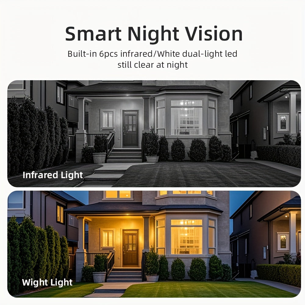 Cámara de seguridad WiFi HD 1080P con visión nocturna, audio bidireccional, alertas de movimiento, panorámica de 355°, para uso en interiores, con alimentación USB