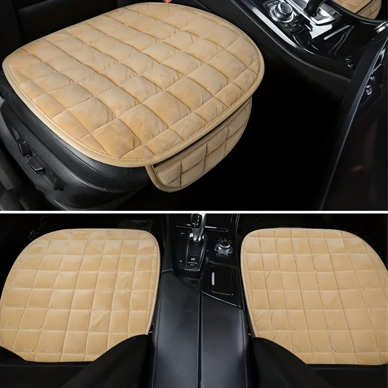 Car Seat Cushion with Sponge Filling Breathable Non-Slip Lightweight All-Season Beige Quilted
