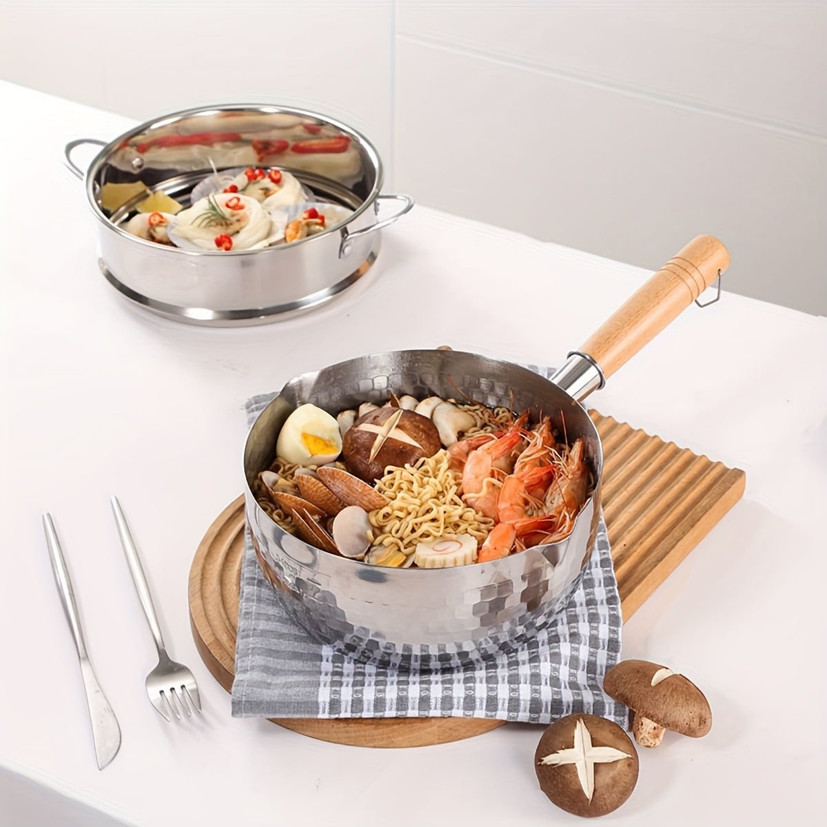 Японская нержавеющая стальная снежная сковорода, небольшая молочная сковорода для дома, антипригарная сковорода для пищевых добавок, сковорода для приготовления супа с лапшой, подходит для индукционной плиты, 1 штука