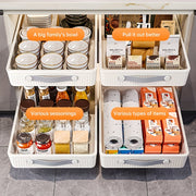 Oversized pull-out cabinet storage baskets with metal tubes plastic drawer organizer