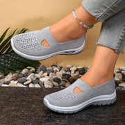 Women's Knit Slip-On Sneakers Breathable Mesh Cushioned Sole Black