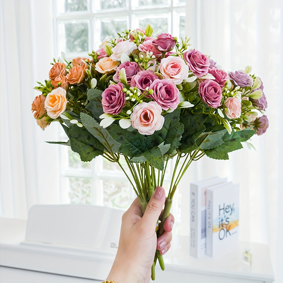 Artificial Rose Bouquet for Weddings Birthdays Home Decor 12 Stems