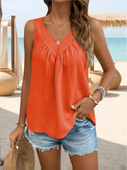 Women's Plus Size V-Neck Tank Top Sleeveless Summer Casual Solid Color