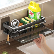 Space-Saving Kitchen Bathroom Sink Organizer with Towel Rack Durable Plastic Metal