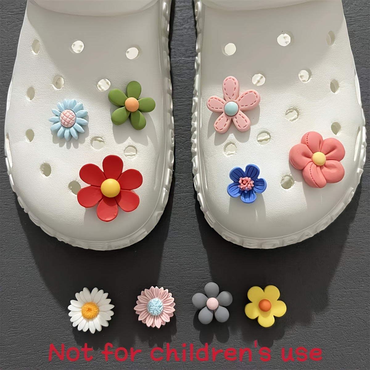 10Pcs Colorful Cartoon Flower Shoe Charms for Clogs Sandals and Slippers