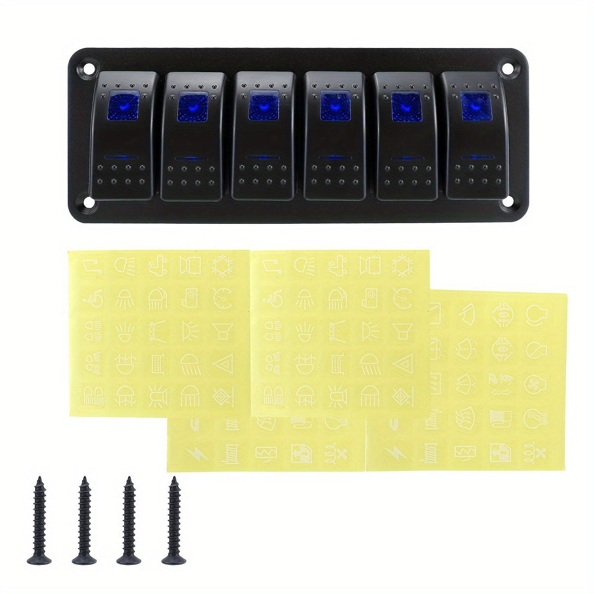 Алюминиевый панель переключателей Rocker 3-8 групп 5-контактный Вкл/Выкл синий для транспортных средств