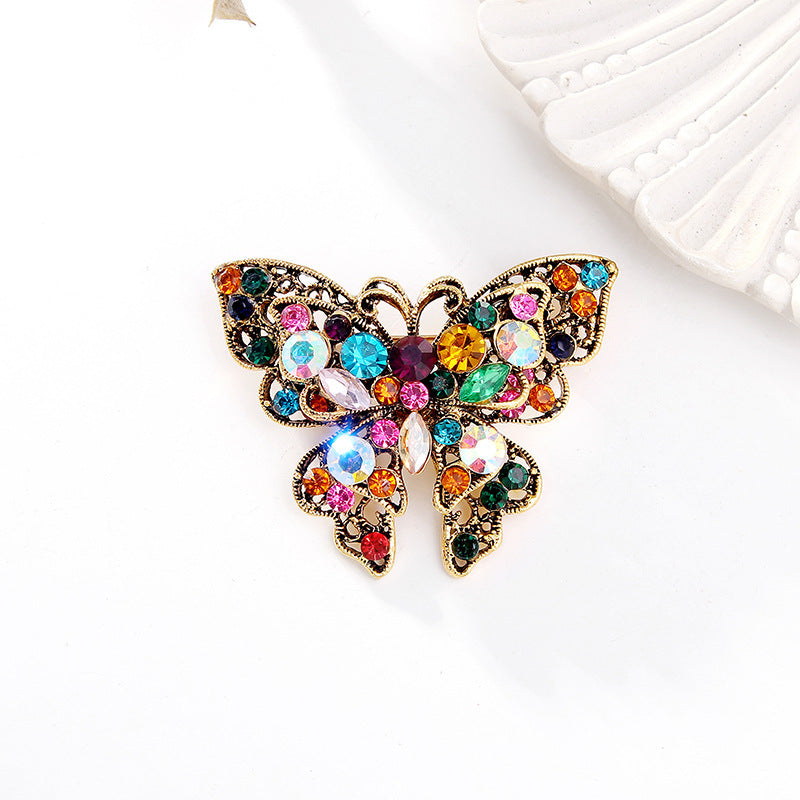 Crystal Butterfly Brooch Pin with Colorful Rhinestones for Women and Men