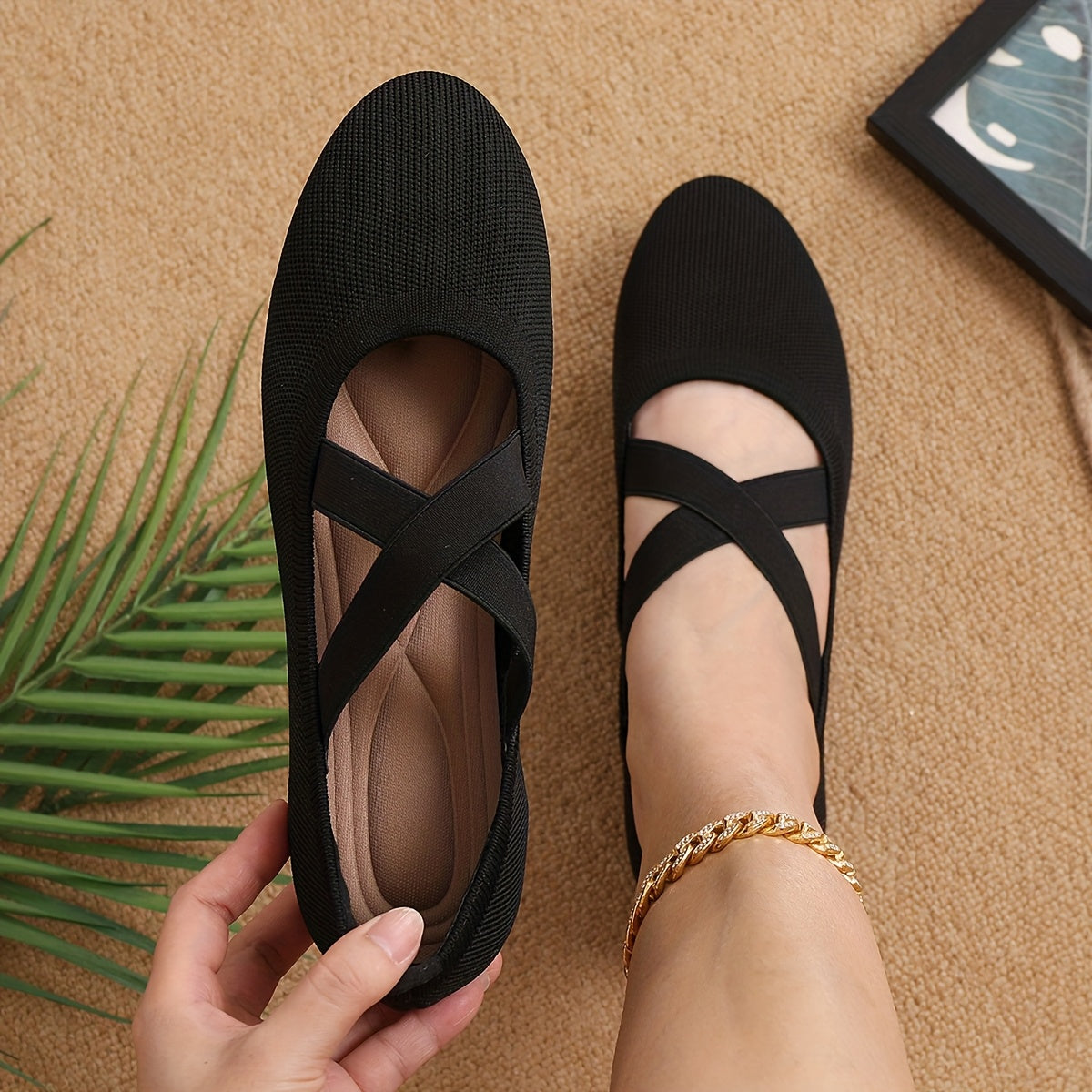 Women's Lightweight Slip-On Flats Breathable Fabric All-Season Casual Formal