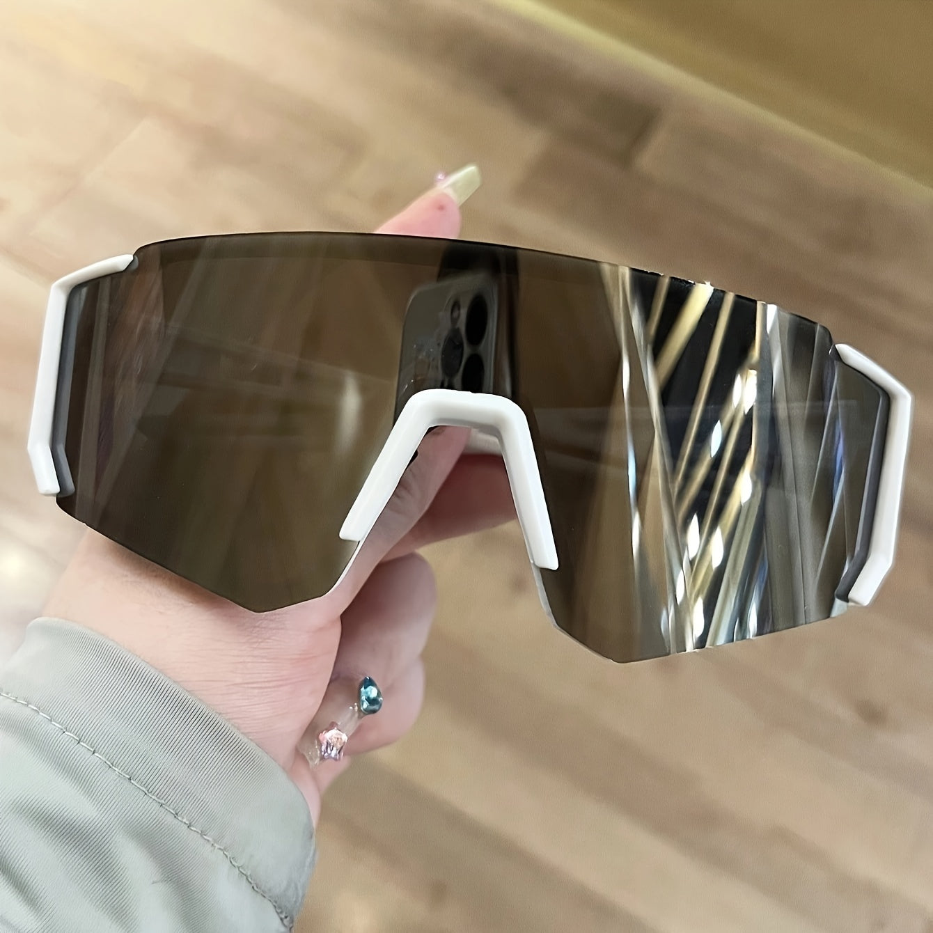 Women's Sports Cycling Sunglasses Large Frame Ink Coating Metal Hinge