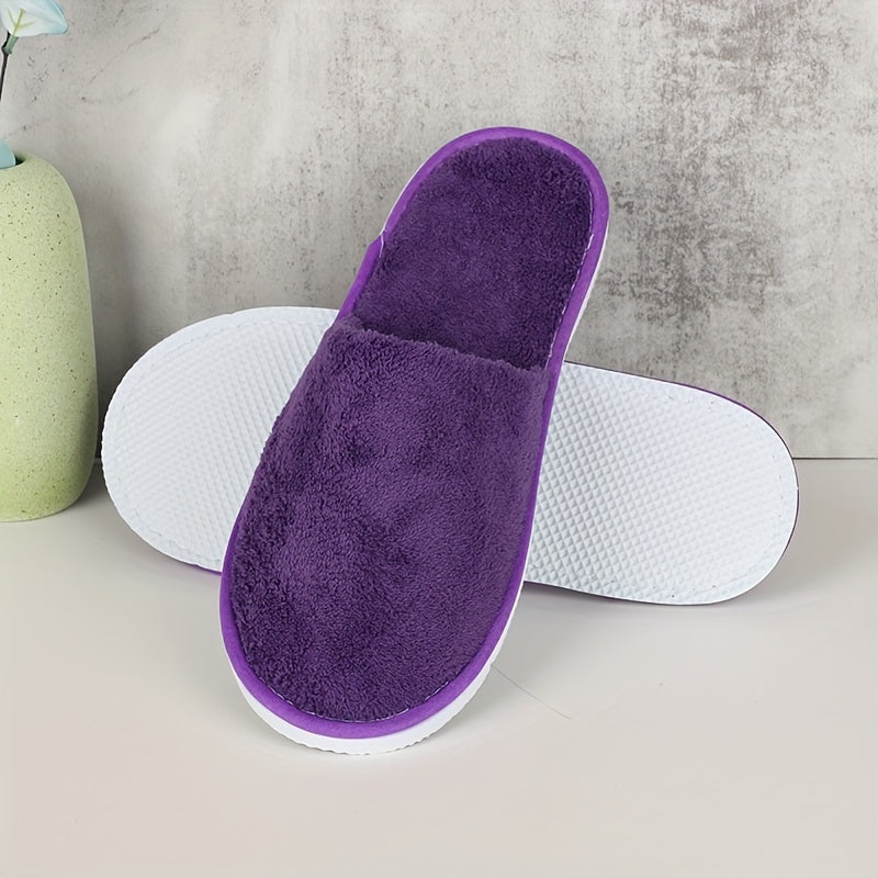 Women Coral Fleece Disposable Slippers Thick Warm Soft Winter