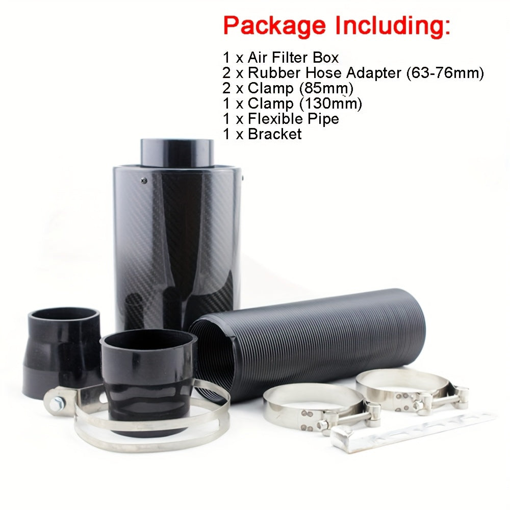 Universal karbon tolasi sovuq havo olish to'plami 76mm yuqori oqim filtri bilan