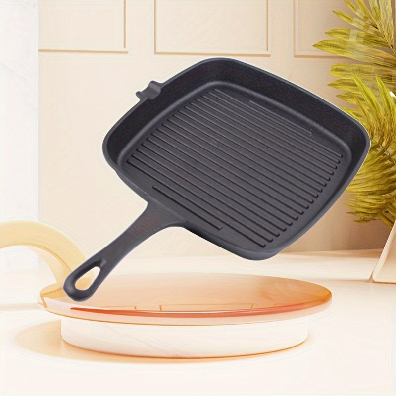 Qotishma po'latdan yasalgan grill pan, skilet, pechga mos, yopishmaydigan, induksiya uchun tayyor, bifshteklarga mo'ljallangan