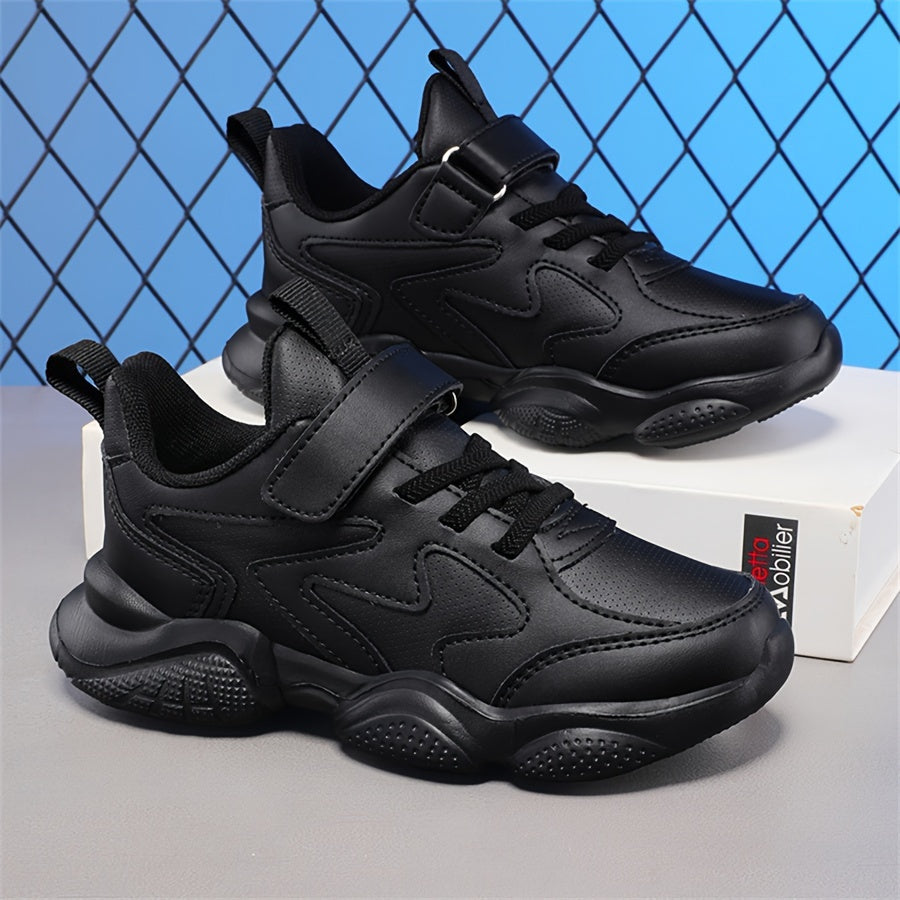 Boys Casual Sneakers Geometric Design Lightweight EVA Sole Breathable Fabric Outdoor Athletic Shoes