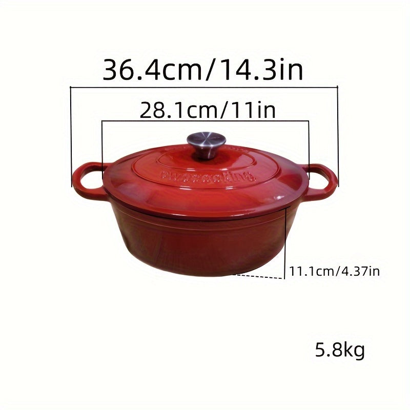 Enamel-Coated Cast Iron Braiser Oval Casserole Dish for Induction Cooking
