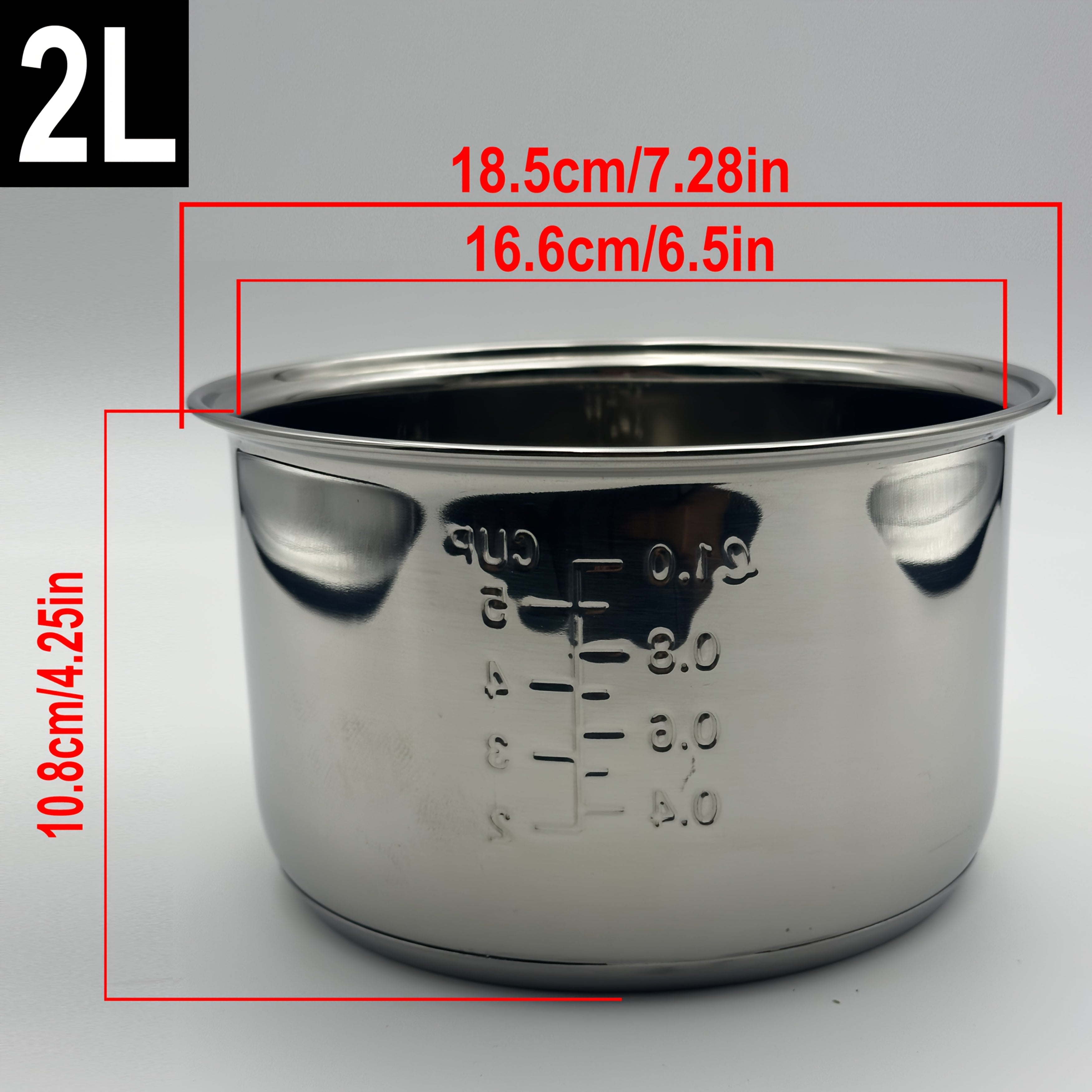 Stainless Steel Inner Pot 2L for Rice Cookers Food Safe Replacement Bowl
