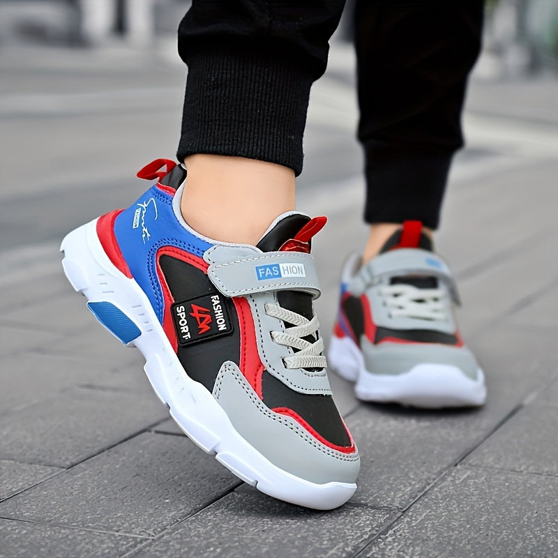 Boys Girls Lightweight Striped Sports Sneakers for Hiking Outdoor Casual All-Season Low Top with Adjustable Fastening