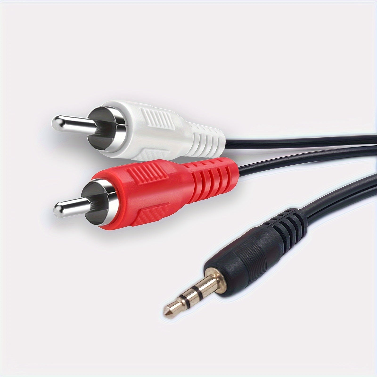3.3ft Black Flat Audio Cable 3.5mm Stereo to Dual RCA for Home Theater and MP3 Players