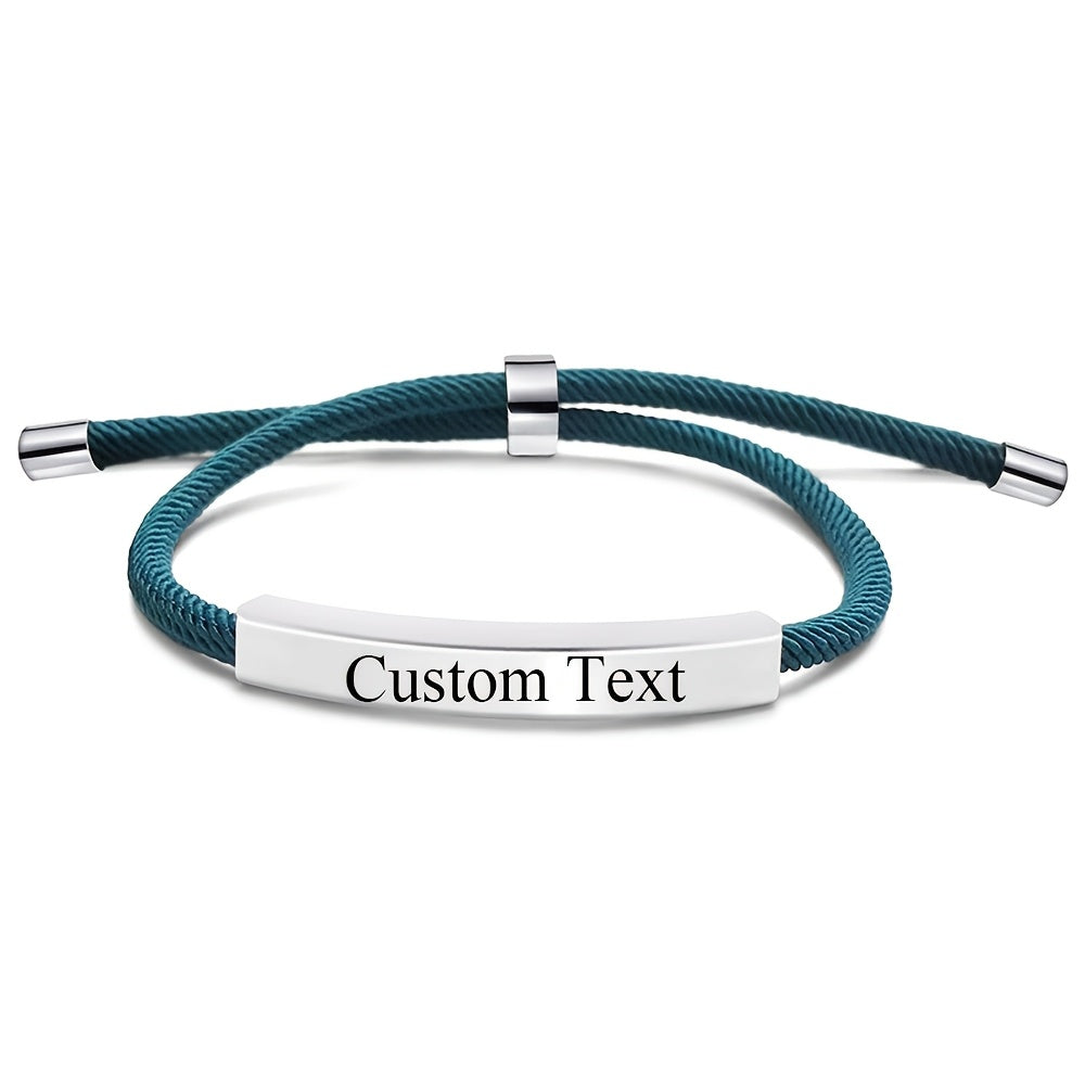 Personalized Stainless Steel Bracelet Adjustable Custom Name Date Gift for Valentine's Day Wedding in Red Grey Wine Red Blue Green Black