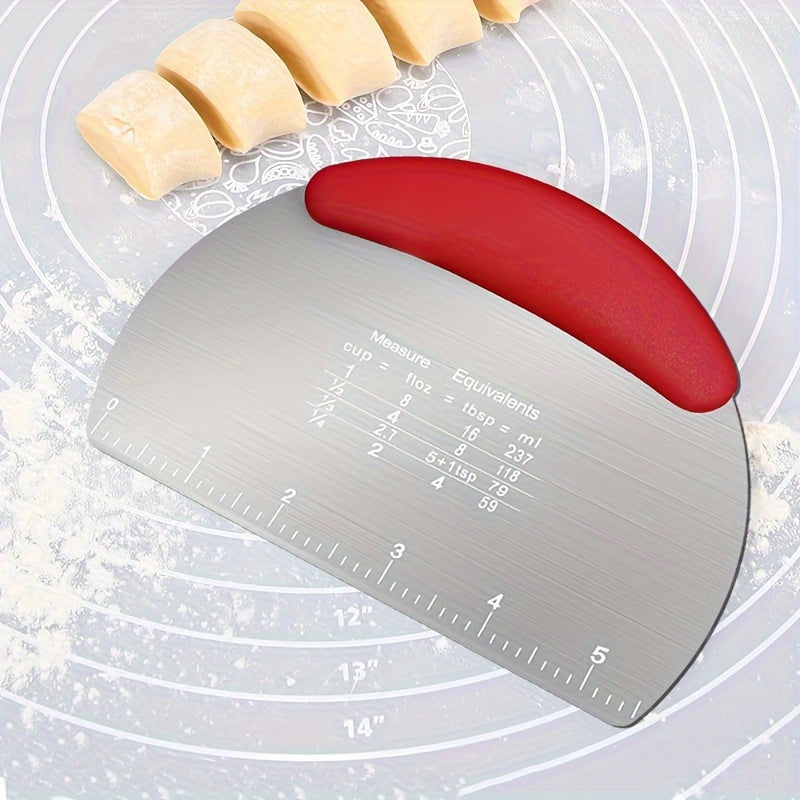 Stainless Steel Dough Scraper with Measurement Marks for Baking and Pastry