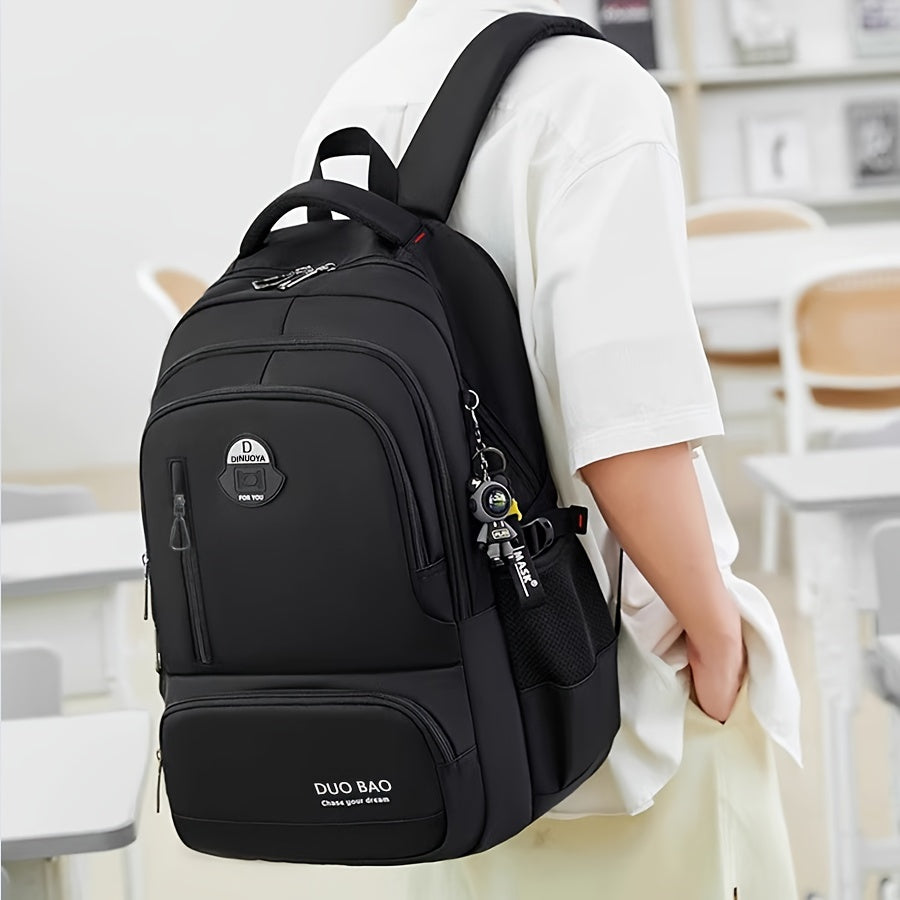 Unisex Waterproof Casual Backpack with Laptop Compartment and Keychain Black