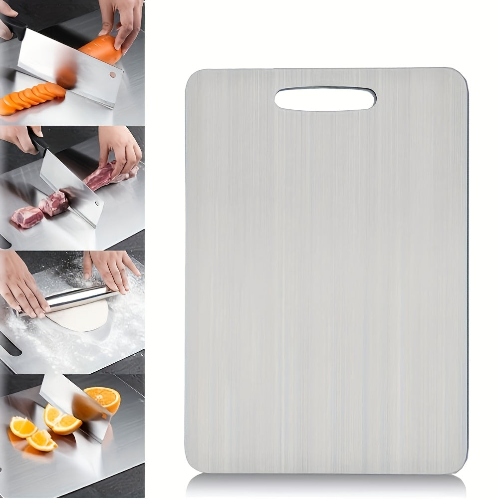 Square Stainless Steel Cutting Board Double-Sided Extra Thick for Kitchen Use