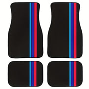 Universal Car Mats Blue and Red Striped Polyester Durable Interior Protection