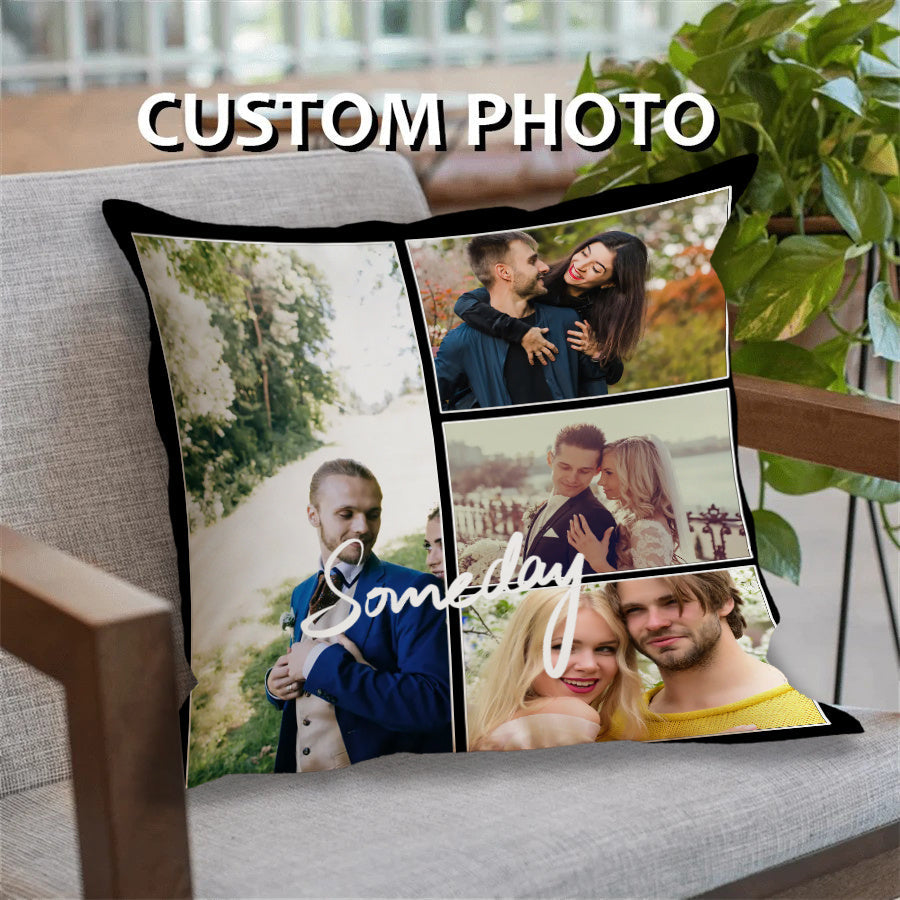 Personalized Photo Cushion Cover Square Throw Pillow Soft Polyester Machine Washable Room Decor Gift