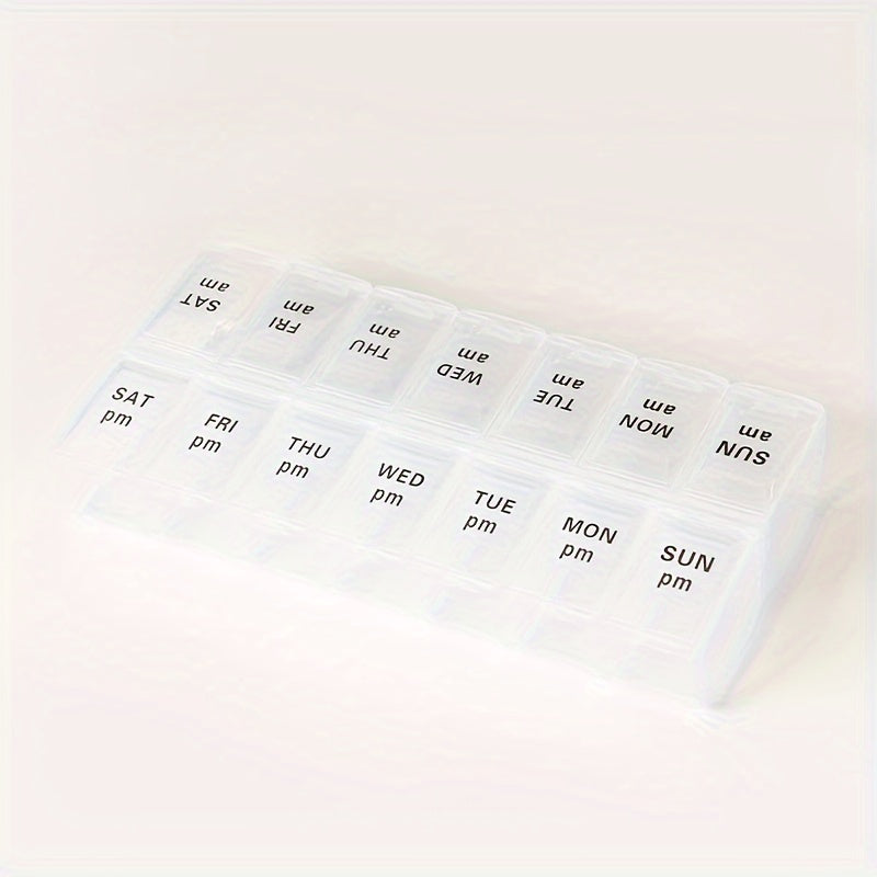 Компактный органайзер для таблеток с 14 отделениями и шрифтом Брайля для ежедневных витаминов и лекарств, черный и прозрачный