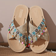 Women's Ethnic Flat Sandals Summer Slip-Resistant Durable Large Sizes