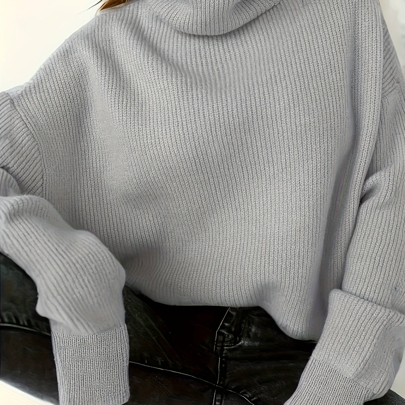 Plus Size Turtleneck Knitted Sweater Long Sleeve Fall Winter Women