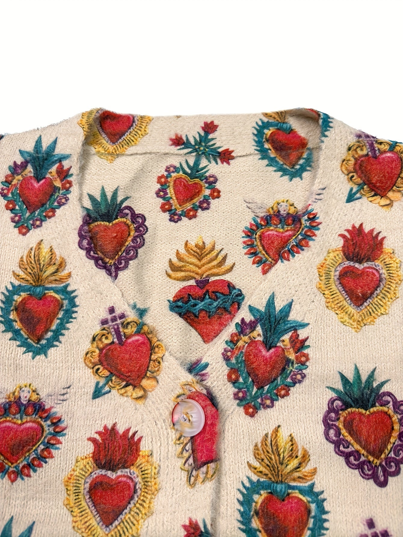 Women's Oversized V-Neck Cardigan Knit Sweater with Button Detail