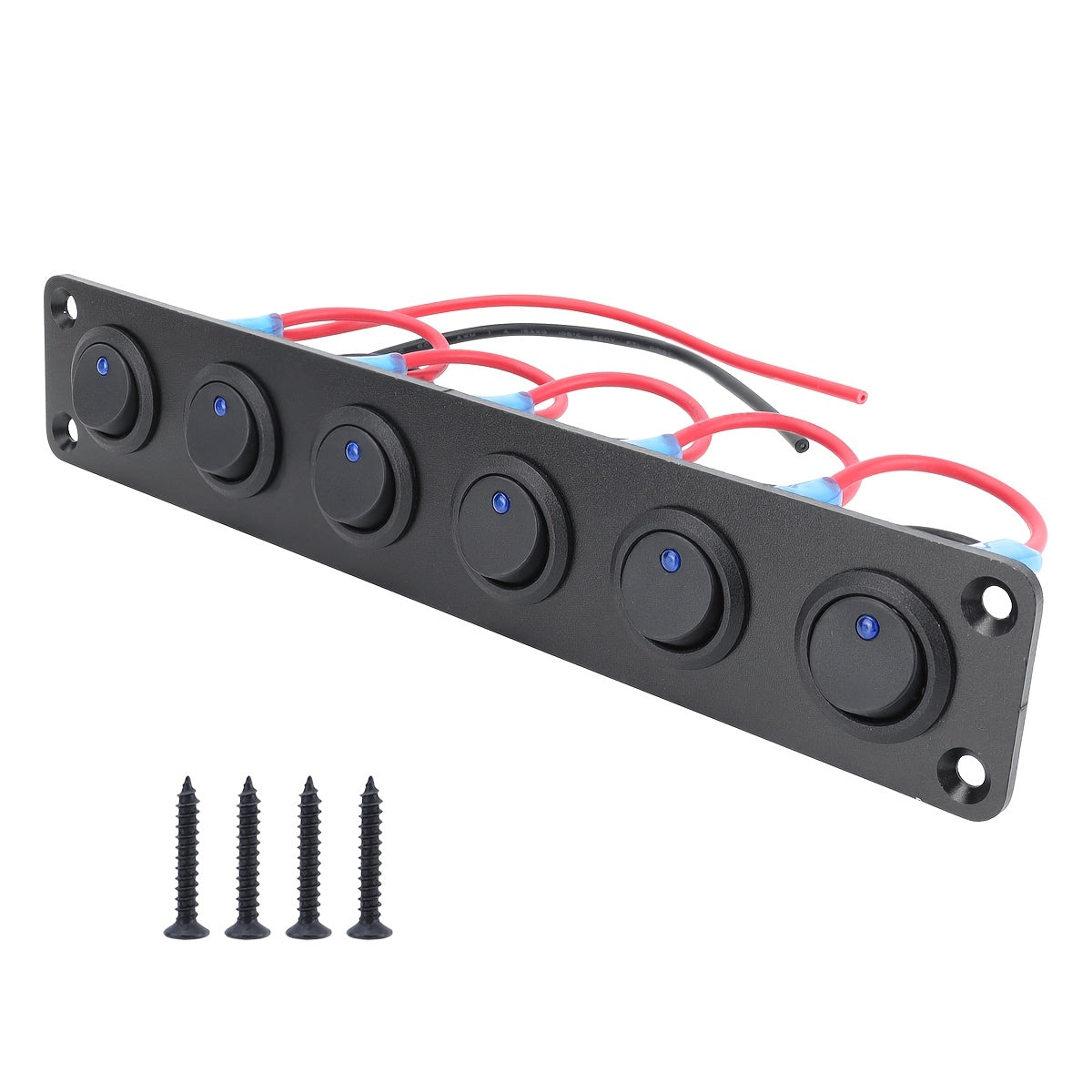 Aluminum Rocker Switch Panel with Blue LED 12V 20A for Car Truck Yacht