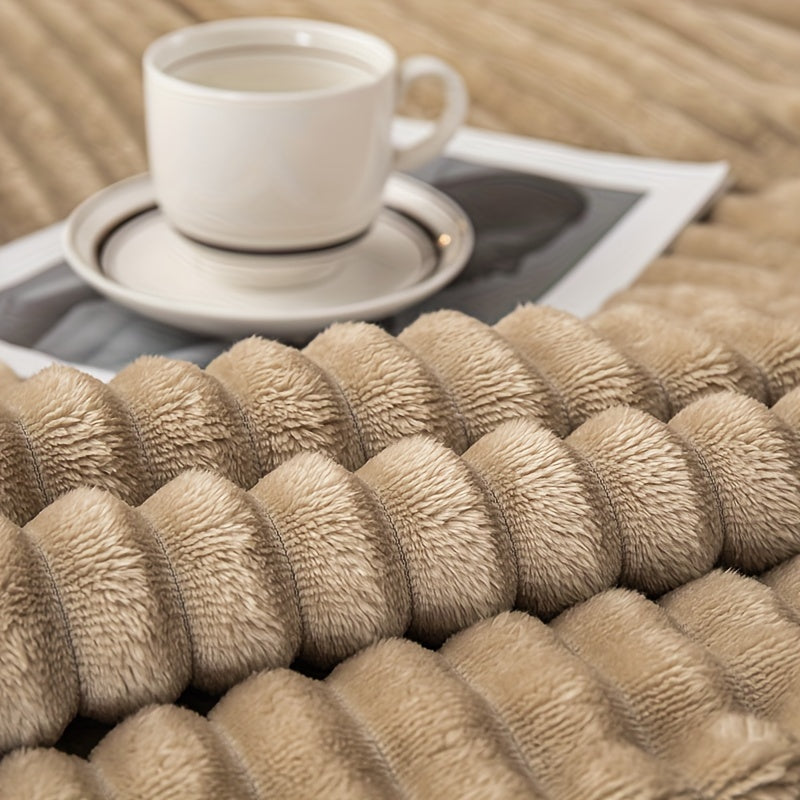 Plush Checkered Rabbit Fur Effect Blanket for Cold Nights and Cozy Snuggling