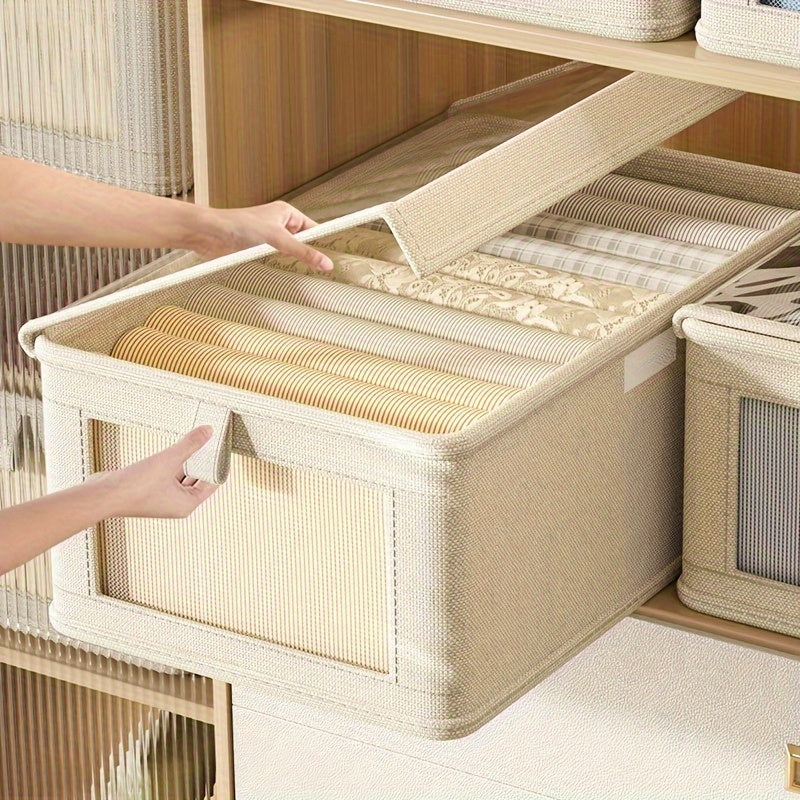 Storage Box with Lid and Viewing Window for Clothes and Closet Organization