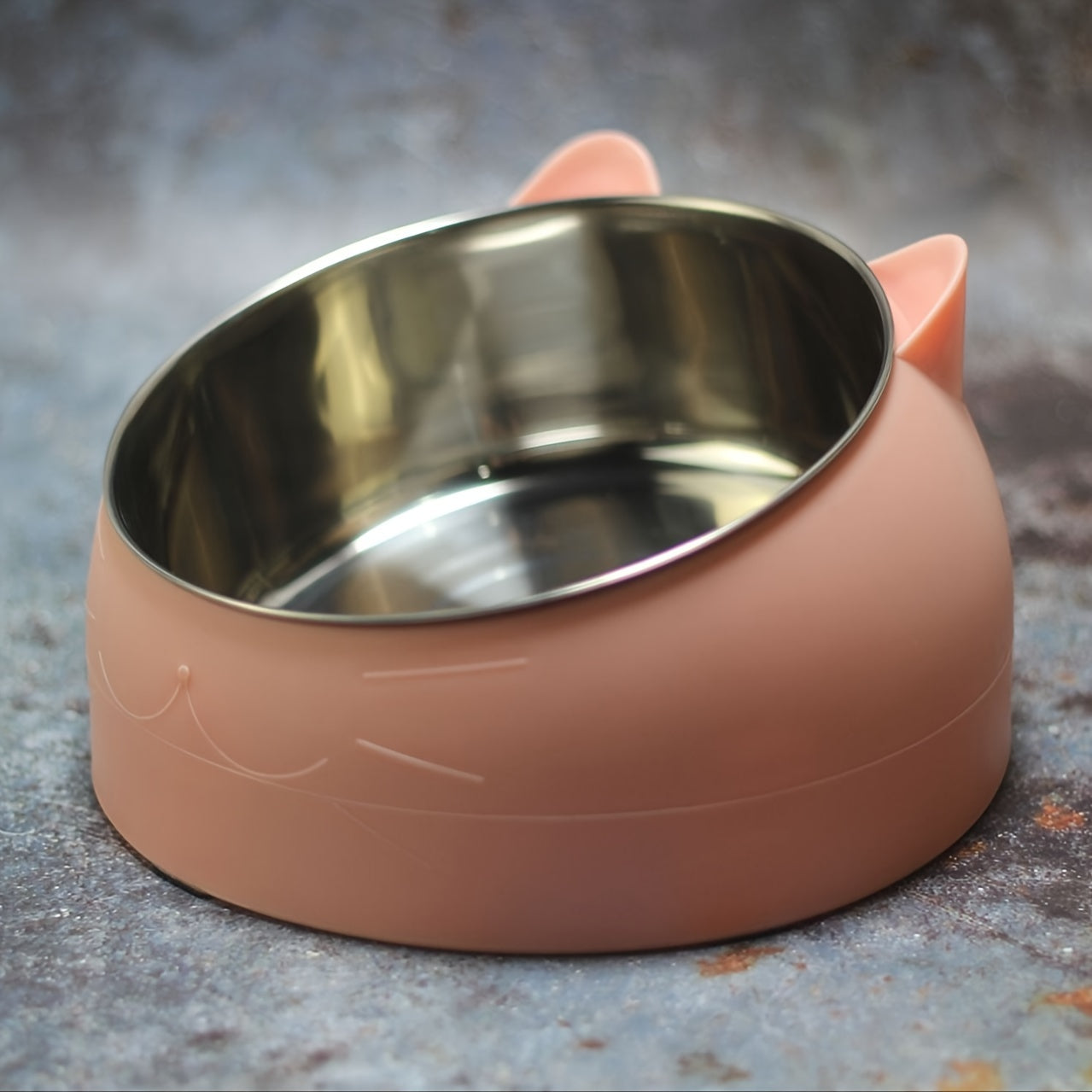Raised Stainless Steel Cat Food Bowl with Non-Slip Base and 100ml Capacity