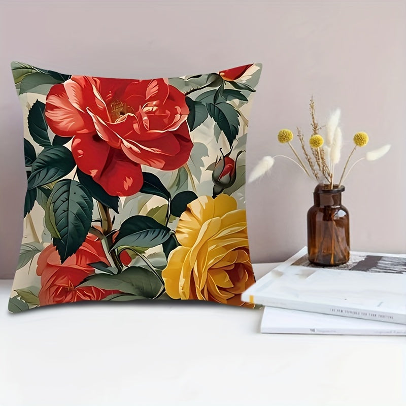 Zippered Polyester Cushion Cover with French Floral Design for Home Decor