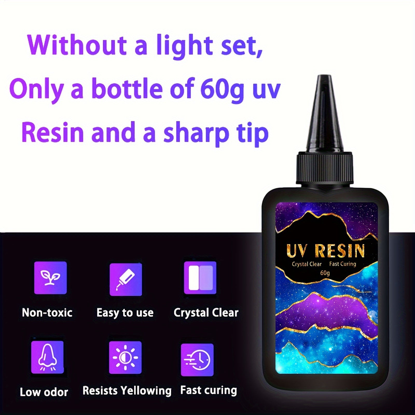 UV Resin Kit 10g 25g 60g 100g Clear Hard Epoxy for Jewelry and Art Projects