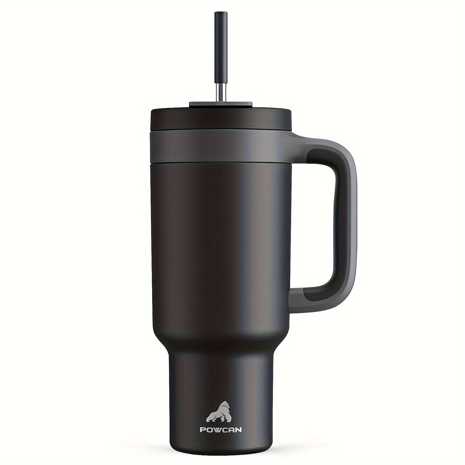 Vaso aislado de acero inoxidable de 40 oz con tapa y pajilla. Mantiene las bebidas frías por 34 horas y calientes por 10 horas. Ideal para exteriores.