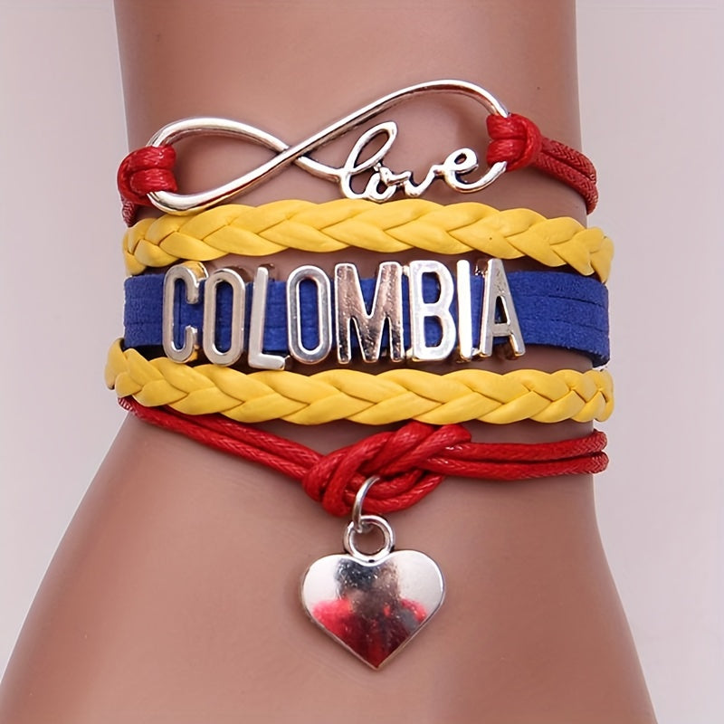 Pulsera elegante de aleación Colombia Love Weaving con diseño de logo Love