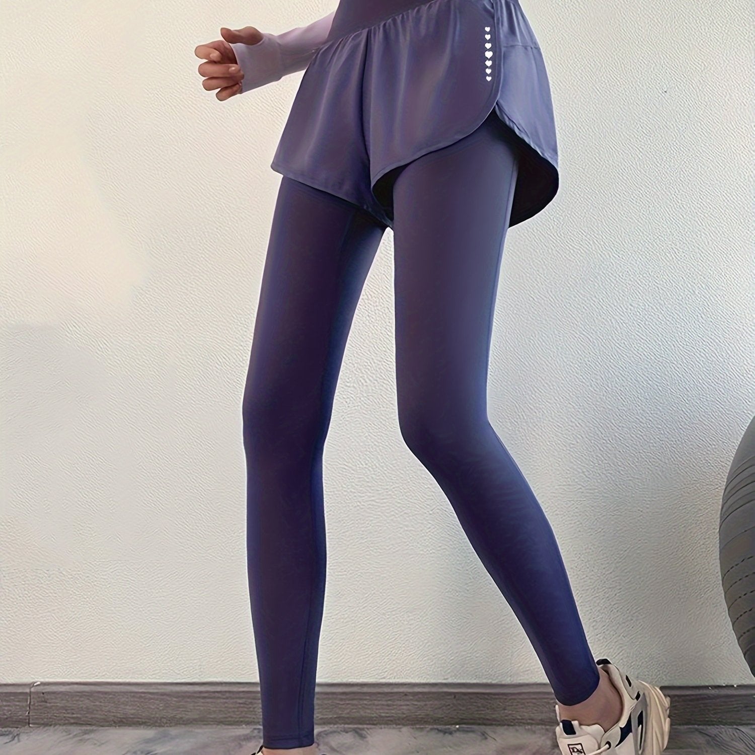 Women's High-Waisted 2-in-1 Yoga Leggings with Skirt Overlay for Fall and Winter