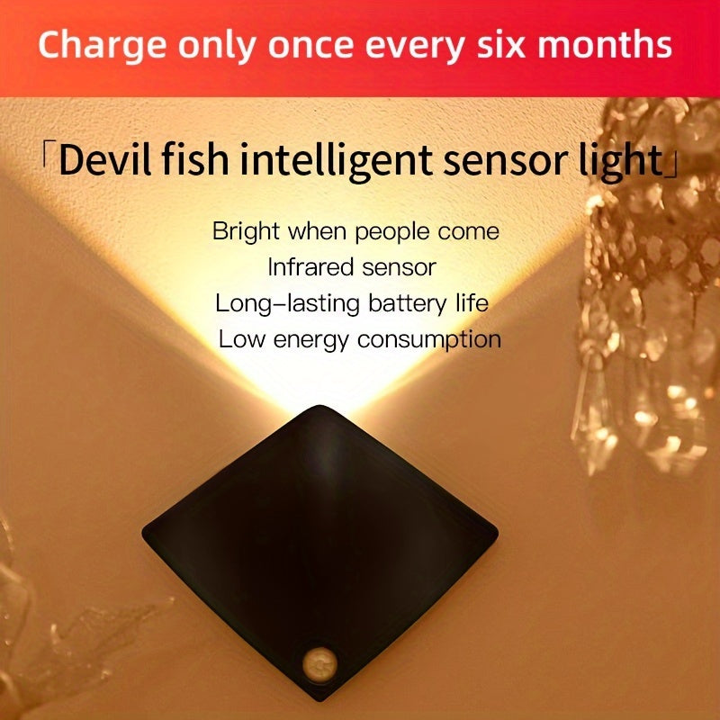 LED Night Light with Sensor, Battery Operated, Wall or Cabinet Mount, Small Night Light for Bedroom Kitchen Bathroom