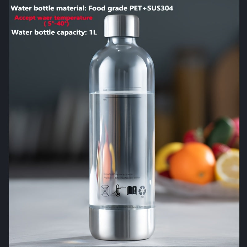 Stainless Steel Soda Maker with 1L PET Bottle Make Sparkling Water at Home